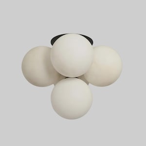 Contemporary Globe Ceiling Light – Four Light Flush Mount Fixture
