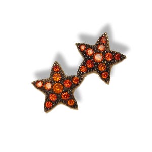 Pendientes de estrella con pavé de cuarzo hessonita, pendientes pavé, plata de ley 925 bruñida, bonitos pendientes en forma de estrella con cuarzo mandarín