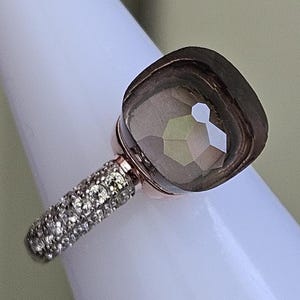 Bague pompon, bague empilable en argent sterling 925 avec coussin d'agate, solitaire carré à facettes en pierre semi-précieuse, bijou cocktail tendance