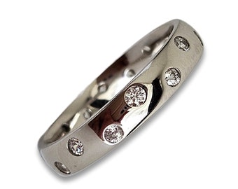 Verzonken ring van 925 sterling zilver met ingebouwde AAA-kristallen, gerhodineerd, glinsterend, elegant eenvoudig, designermodel, Frans