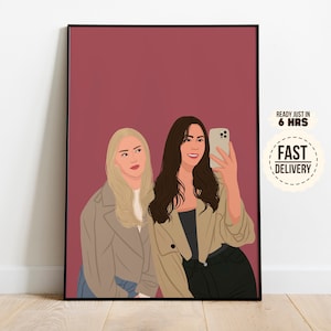 Retrato de desenho animado de melhor amigo, presente de aniversário para ela, amizade personalizada, impressão de retrato sem rosto, presente para melhor amiga, presente de amizade personalizado