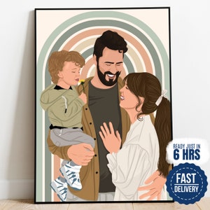 personalized family portrait, faceless portrait print, custom portrait, portrait from photo, memorial portrait, boyfriend gift, couple gift