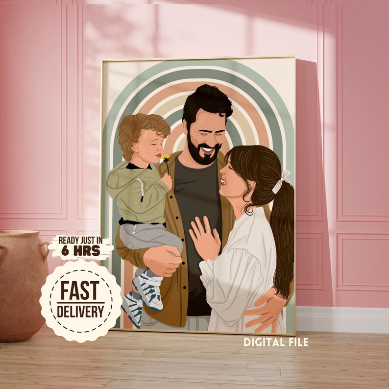 personalized digital portrait. Our faceless portraits focus on unique features and personality. We also offer custom illustrations and pet portraits from photos. These portraits are perfect personalized gifts delivered as high-quality digital files.