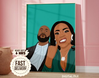 portrait de couple, cadeau pour couple, portrait sans visage, dessin de fiançailles, portrait de famille, cadeau personnalisé, illustration personnalisée