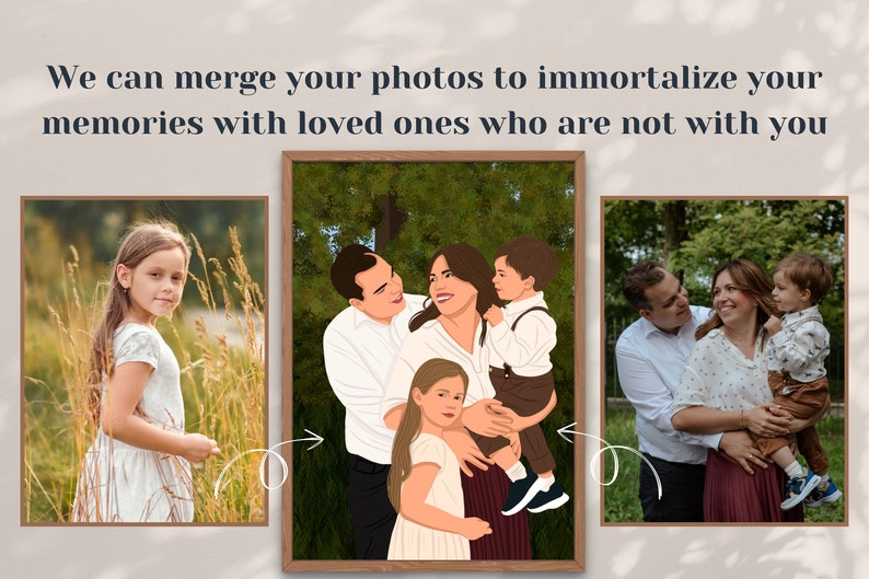 personalized family portrait, faceless portrait print, custom portrait, portrait from photo, mothers day gift, boyfriend gift, couple gift image 3