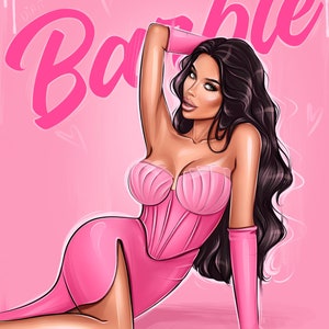 Barbie Digital Portrait, Cartoon Illustration from Photo, High Quality Gift Portrait, Realistic Personalized Drawing, Beauty Logo