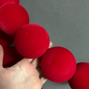 Handmade velvet bead garland, red table runner decor, giant ball garland, textile wall art