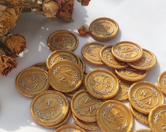 Wax Seal with Gold Accent, Wax seal stickers, 30+logo Collection, Handmade wax seal, Customized wax seals with adhesive backing