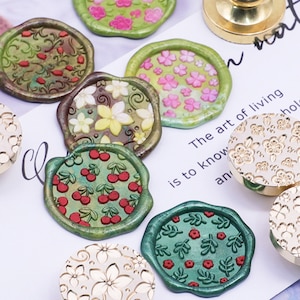 Conjunto de selo de cera com padrão de férias, selo de cera com padrão vintage, padrões de selo adequados para vários festivais