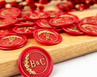 Handmade wax seal, Custom Self Adhesive wax seal stickers, customized wax seals with adhesive backing, Wax Seal with Gold Accent