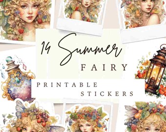 Summer Fairy Fussy Cuts, Vintage JPG, Fairy Clipart , Scrapbooking, Junk Journaling, Printable Stickers, Ephemera
