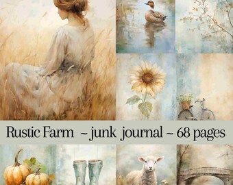 Rustic Farm Life Junk Journal Kit – Printable Scrapbook Pages (Digital Download)