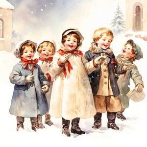 Pacchetto di illustrazioni natalizie per bambini "Vintage Carolers"!