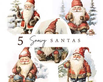 Vintage Gnome Wonderland: Christmas Clip Art Collection