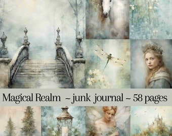 Magical Fairy Junk Journal Kit, Ethereal Scrapbooking (59 Printable Pages) (Digital Download)