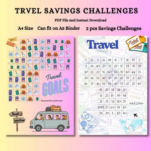 Rastreador de Desafíos de Ahorro A5 Imprimible Insertos de Efectivo A5 Paquete de Desafíos de Ahorro 2026 Relleno de Efectivo Desafíos de Ahorro Mensuales Fondo de Viajes