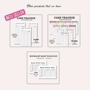Cash Tracker Inserts Printable A6 Cash Tracker for Cash Envelopes Cash Stuffing Cash Envelopes Expense Tracker Savings Tracker image 9