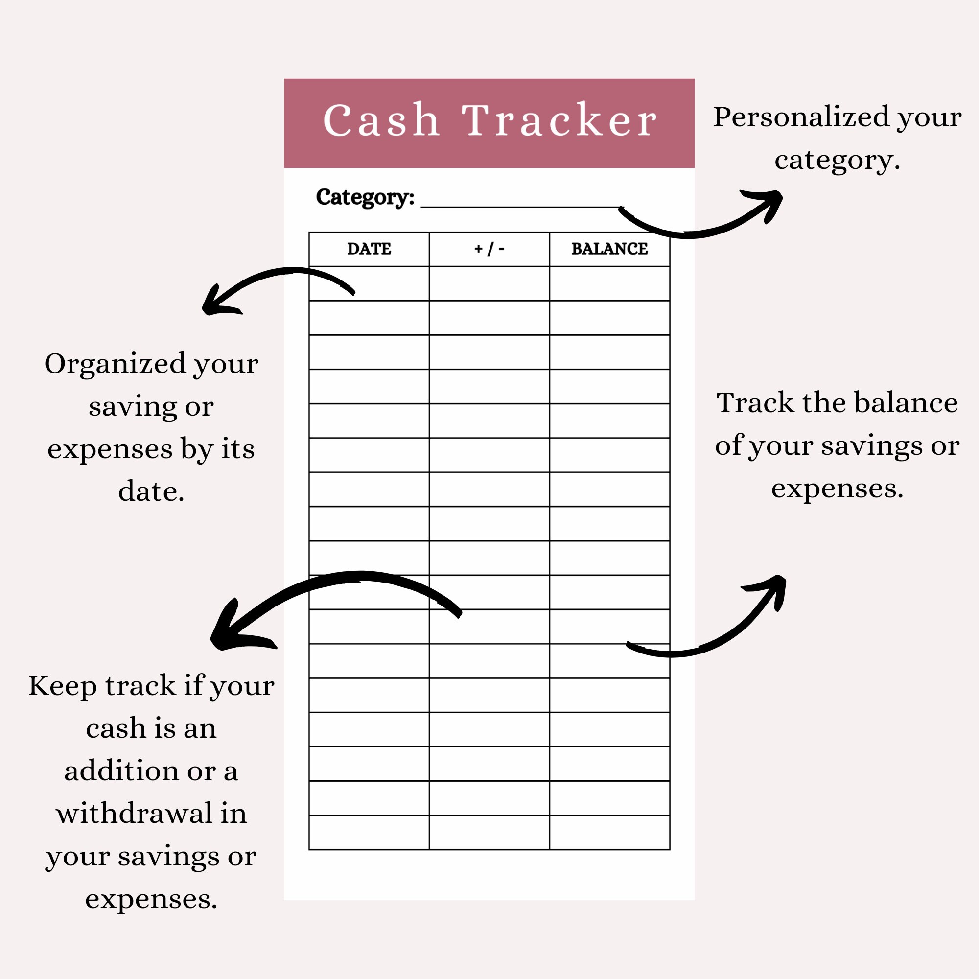 Cash Tracker Inserts Printable, Colorful Cash Trackers, A6 Cash ...