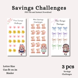 Mini Savings Challenges for Low Income Printable A6 Saving Challenges Cash Stuffing Monthly Savings Challenge