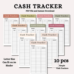 Cash Tracker Inserts Printable, Colorful Cash Trackers, A6 Cash Envelope
