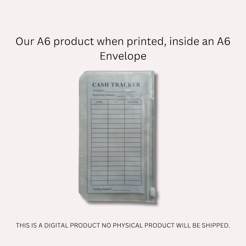 Cash Tracker Inserts Printable A6 Cash Tracker for Cash Envelopes Cash Stuffing Cash Envelopes Expense Tracker Savings Tracker image 6
