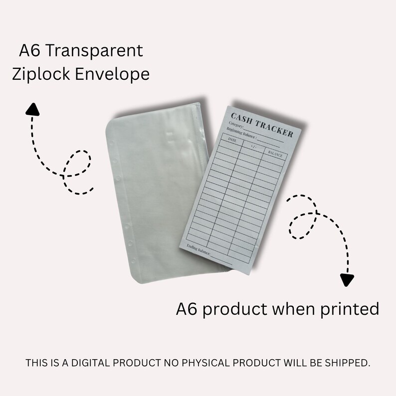 Cash Tracker Inserts Printable A6 Cash Tracker for Cash Envelopes Cash Stuffing Cash Envelopes Expense Tracker Savings Tracker image 7