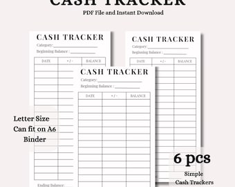 2026 Cash Tracker Inserts Printable A6 Cash Tracker Cash Envelopes Cash Stuffing Cash Envelopes Expense Tracker Savings Tracker