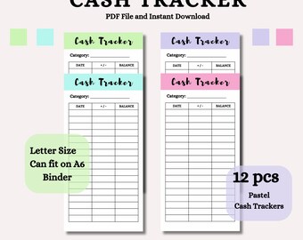 Cash Tracker Inserts Printable A6 Cash Tracker Pastel Cash Tracker Colorful Cash Stuffing Cash Budgeting Expense and Income Tracker