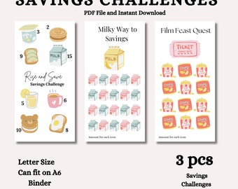 Savings Challenges Bundle Printable A6 Printable Savings Challenges Cash Stuffing Savings Tracker