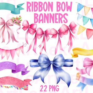 Band Banner und Bögen Clipart Geburtstag Party Banner Hochzeitseinladungen Grafiken für Scrapbook Album und Planner Aufkleber