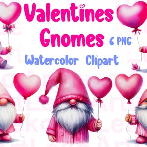 Valentine&#39;s Gnomes, Valentines Day Pink Gnomes Designs, Valentine Printable, Gnomes Cartoon PNG Sublimation, Love Cute Cartoons Gnomes