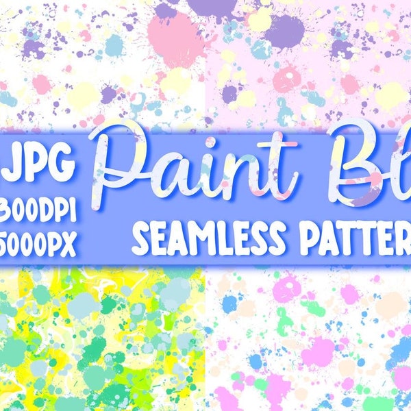 Paint Blots Seamless Patterns, Watercolor Spots Patterns, Watercolor Stain Pattern, Paint Blur Pattern, Paint Spots