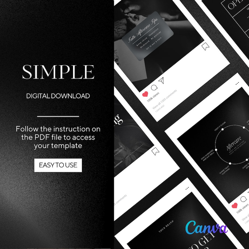 Minimalist Tattoo Artist Instagram Template Etsy