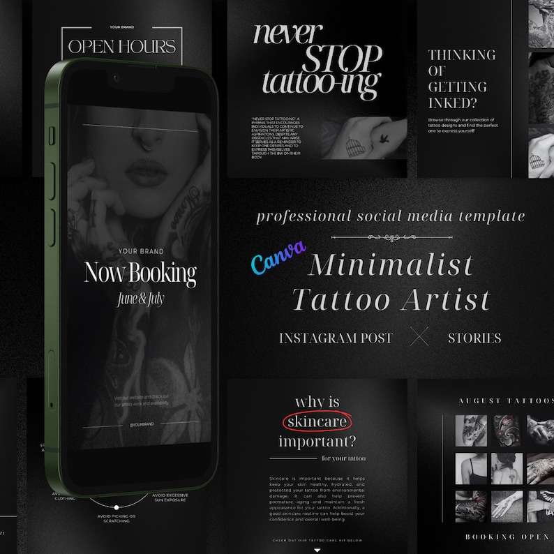 Minimalist Tattoo Artist Instagram Template Etsy