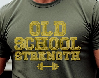 Old School Strength T-Shirt | Vintage Weightlifting Barbell