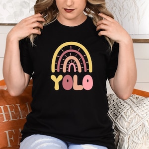 YOLO Rainbow Graphic Tee: Bohemian Hipster T-Shirt