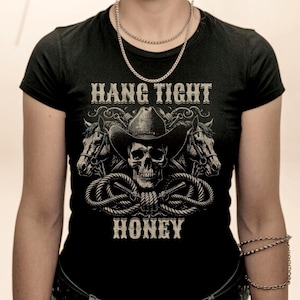 T-shirt graphique tête de mort : chemise de rodéo western gothique