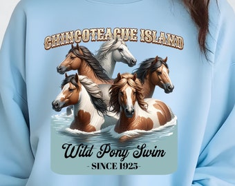 Chincoteague Pony Swim Sweatshirt: Eastern Shore Comfort Colors Crew Neck