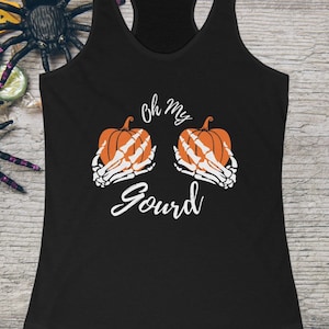 Fall Racerback Tank Top: Funny Pumpkin Graphic, Autumn Workout Apparel
