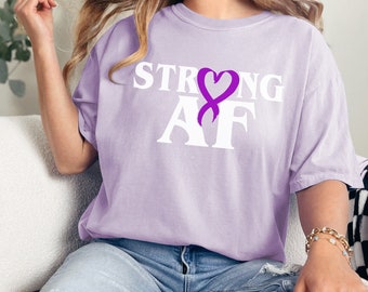 Purple Ribbon Pancreatic Cancer Awareness T-shirt: Comfort Colors Support Tee