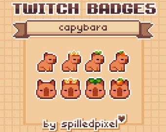 capybara | Sub Badges for Twitch | premade streaming assets | cute pixelart |