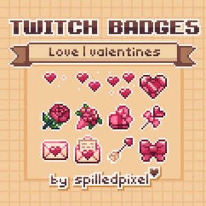 Love/ Valentines  | Sub Badges for Twitch | premade streaming assets | cute pixelart |