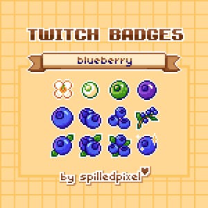 blåbär | Prenumerationsmärken för Twitch | färdiga streamingresurser | söt pixelkonst |