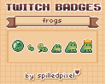 frogs | Sub Badges for Twitch | premade streaming assets | cute pixelart |