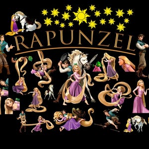 Rapunzel SVG PNG Files: Tangled Birthday, Cake Topper, Rapunzel png svg cricut, Tangled png, svg- Digital Rapunzel svg for cricut