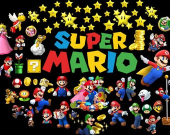 Super Mario SVG PNG Bundle for Cricut | Super Mario png svg, Princess Peach png svg Clipart | Mario Birthday | Luigi Svg Files for Cricut