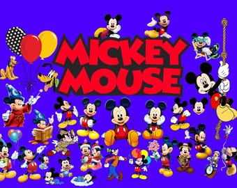 Archivos de corte SVG PNG de Mickey Mouse para Cricut / Paquete de Mickey Mouse PNG / Cliparts de dibujos animados PNG de Mickey Mouse / Imprimibles de cumpleaños de Mickey