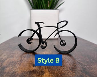 Bicycle gift in wire framed style, a dark bike silhouette as the perfect cycler gift. This Road bike is made out of BIO Plastic