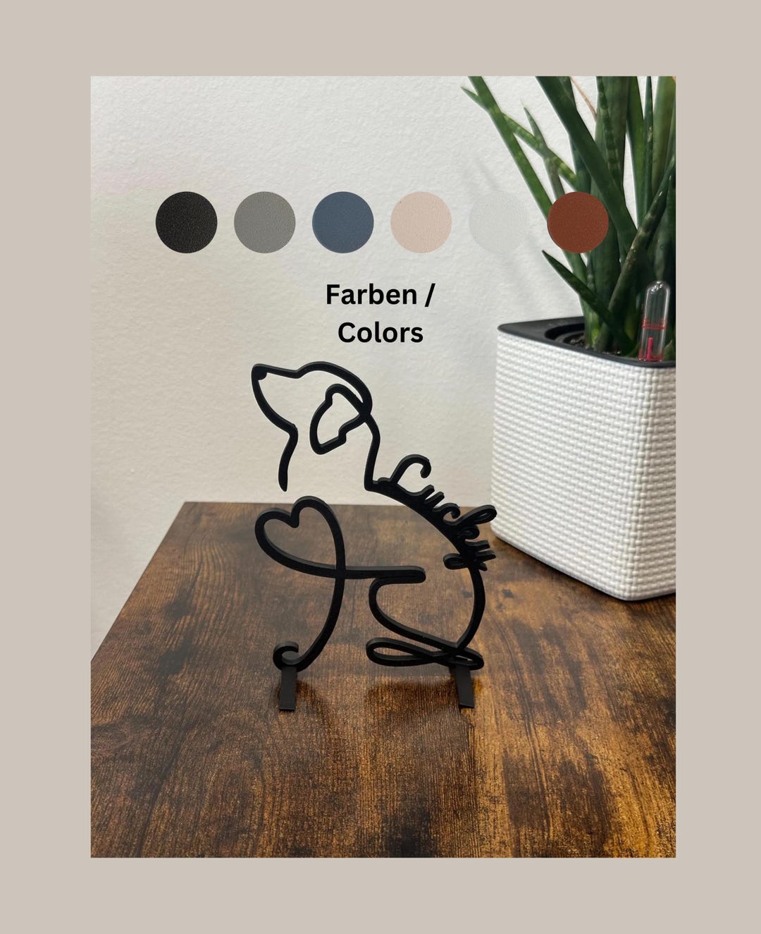 Personalized Labrador Statue Drawn in Line Art With Name and 3D Printed
