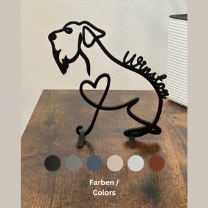 Schnauzer Line Art with Name - The Perfect Personalized Gift for Schnauzer Lovers drawn by myself and 3d printed out of BIO Plastic.